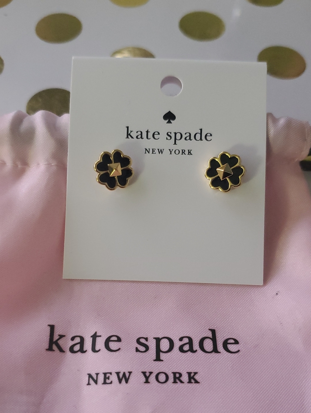 kate spade Black & Gold Flower Stud Earrings